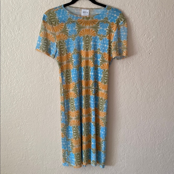 Misa Los Angeles $285 Vina Dress Size M Blue Yellow Vacation Travel Beach Cute - Picture 4 of 11